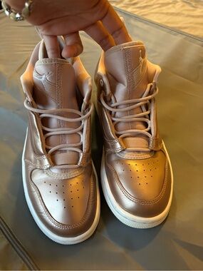 Jordan Women's Metallic Rose Gold High Top Sneakers
